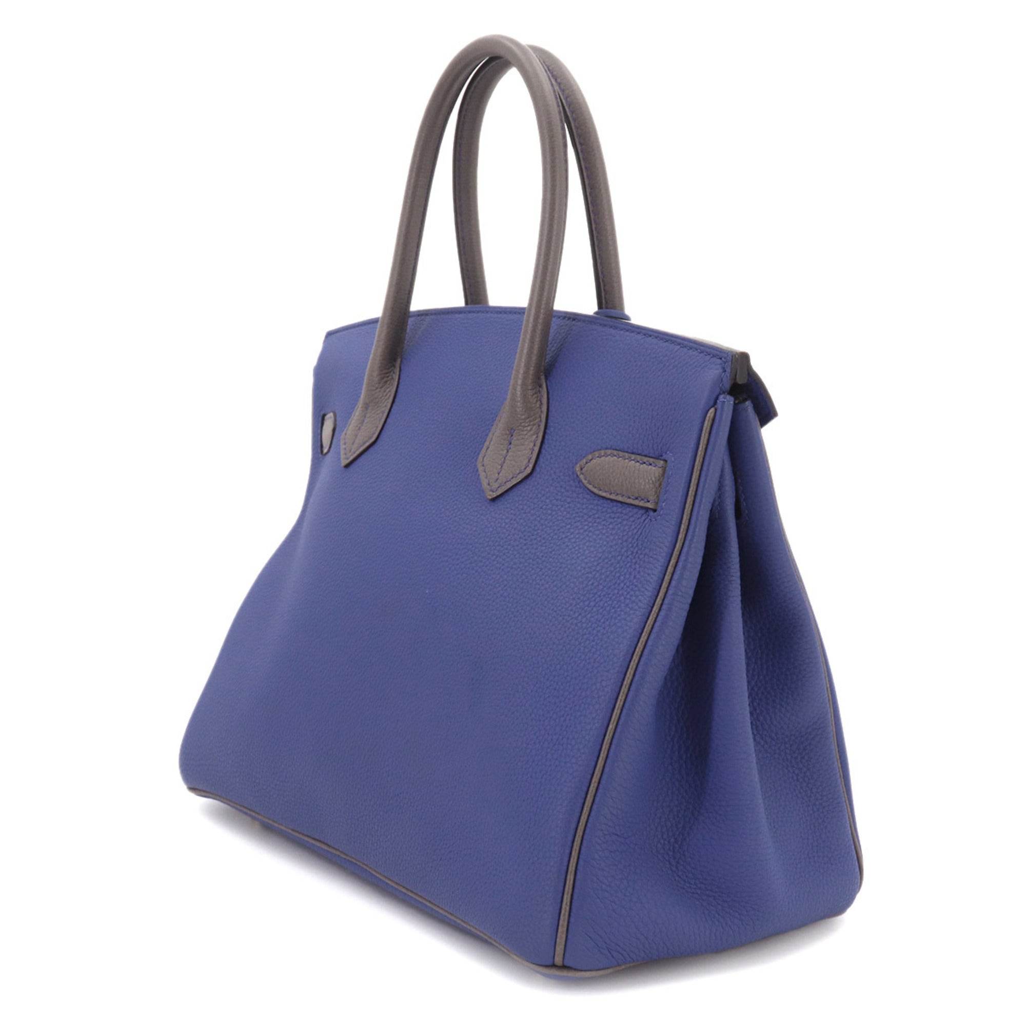 Hermes Birkin 30, Togo leather, Personal SPO, Blue Electric/Etoupe, Handbag, Matte Gold Hardware, D Stamp — Like New