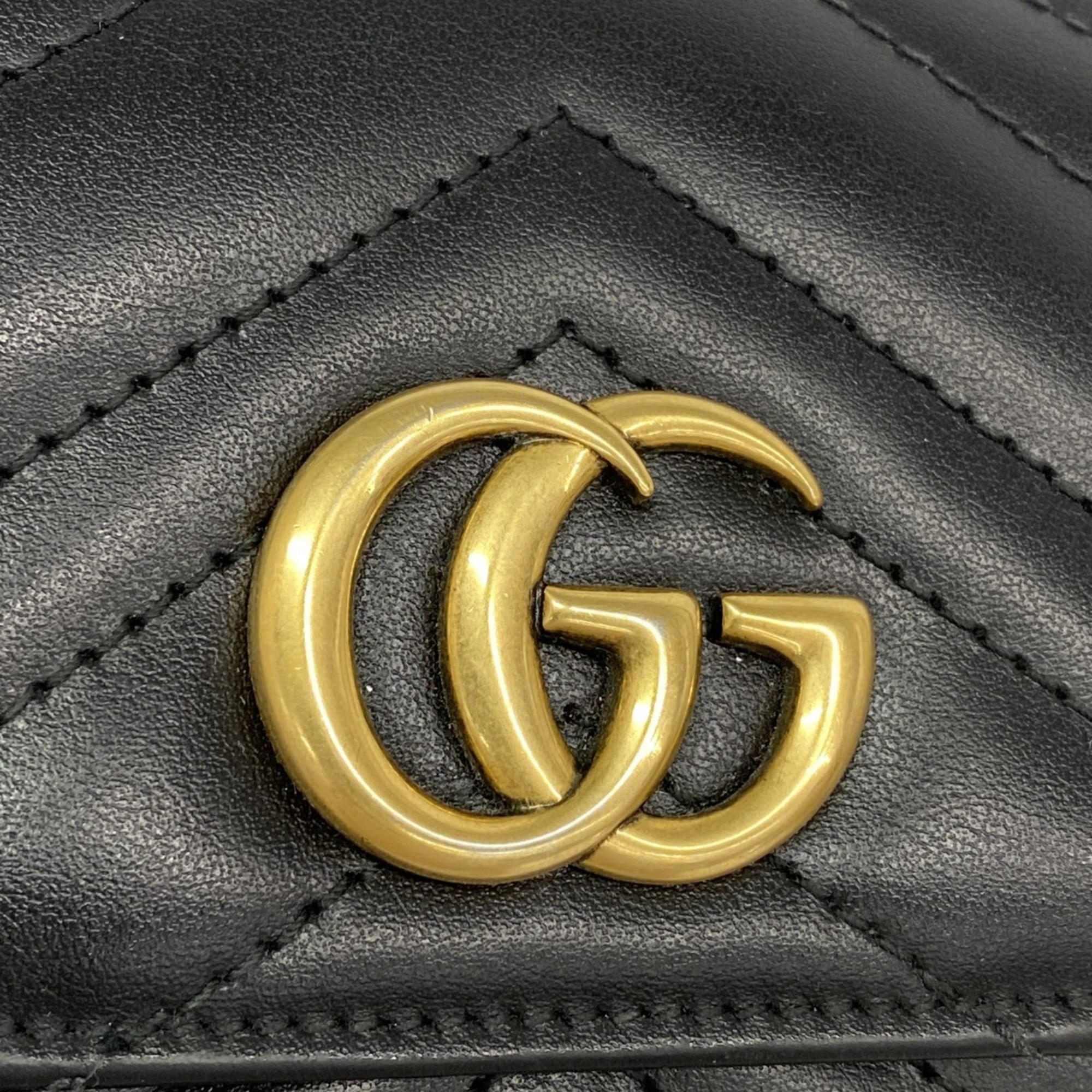 Gucci GG Marmont Long Wallet 443436 Leather Black Women's