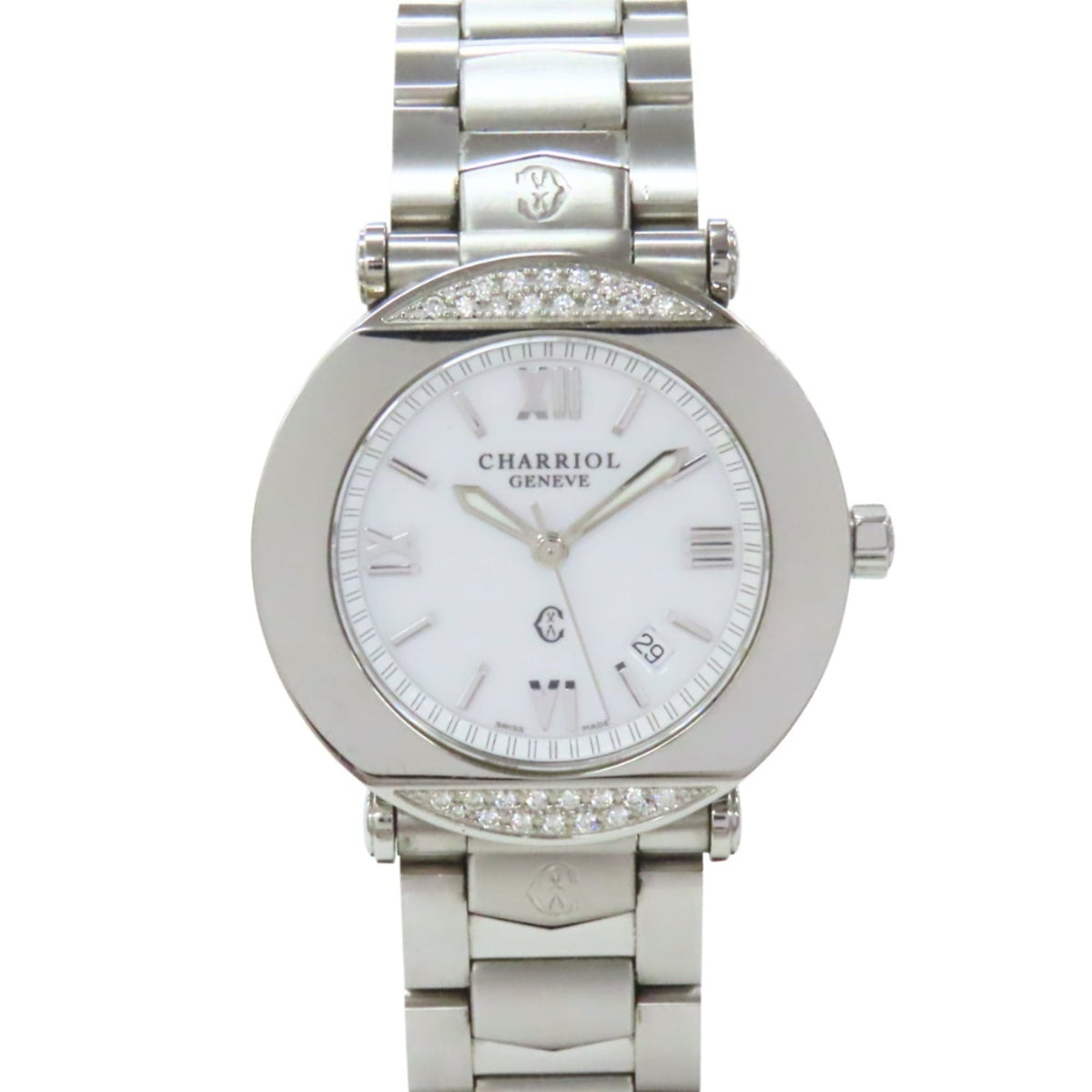 CHARRIOL Columbus CCR38D Stainless Steel Diamond Silver White Dial Men's Watch — Very Good