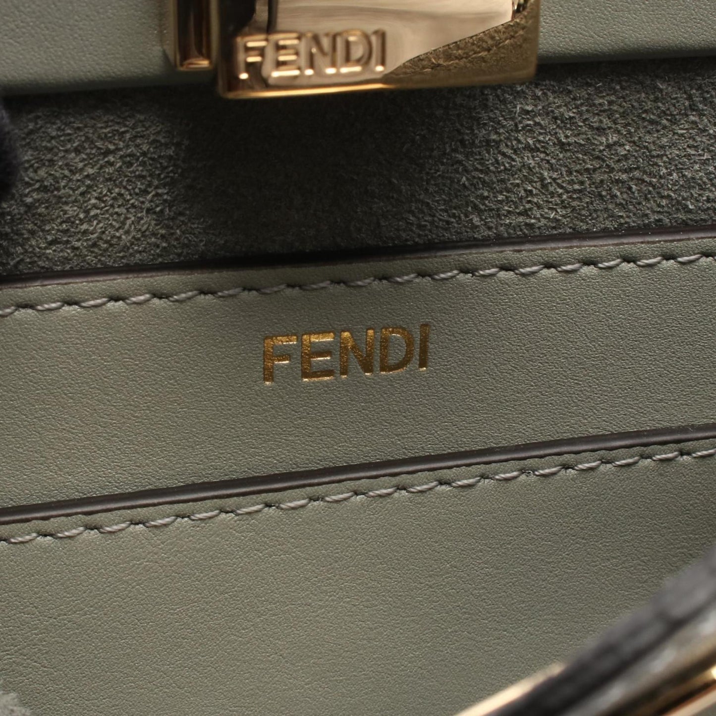 Fendi Peekaboo Soft Small Shoulder Bag, Leather, Women's, Green, 8BN365