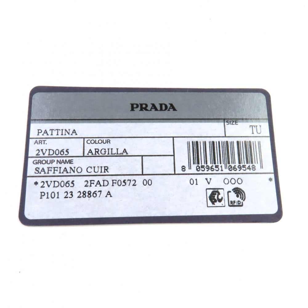PRADA 2VD065 Saffiano Leather Argilla Shoulder Bag with Triangle Logo Plate, Dust Bag, Made in Italy, Women's — Like New