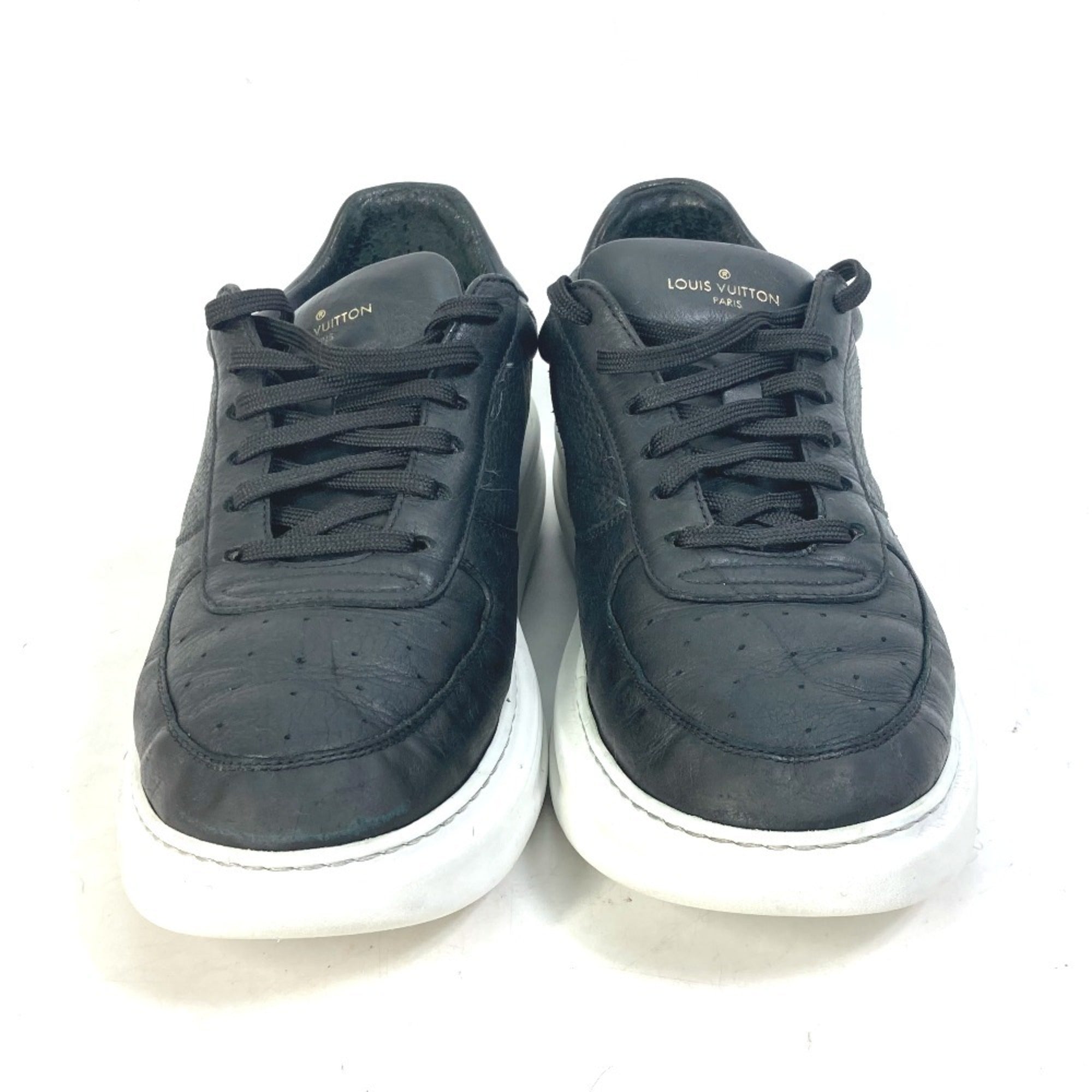 LOUIS VUITTON Beverly Hills Line Men's Leather Sneakers with Laces, Black