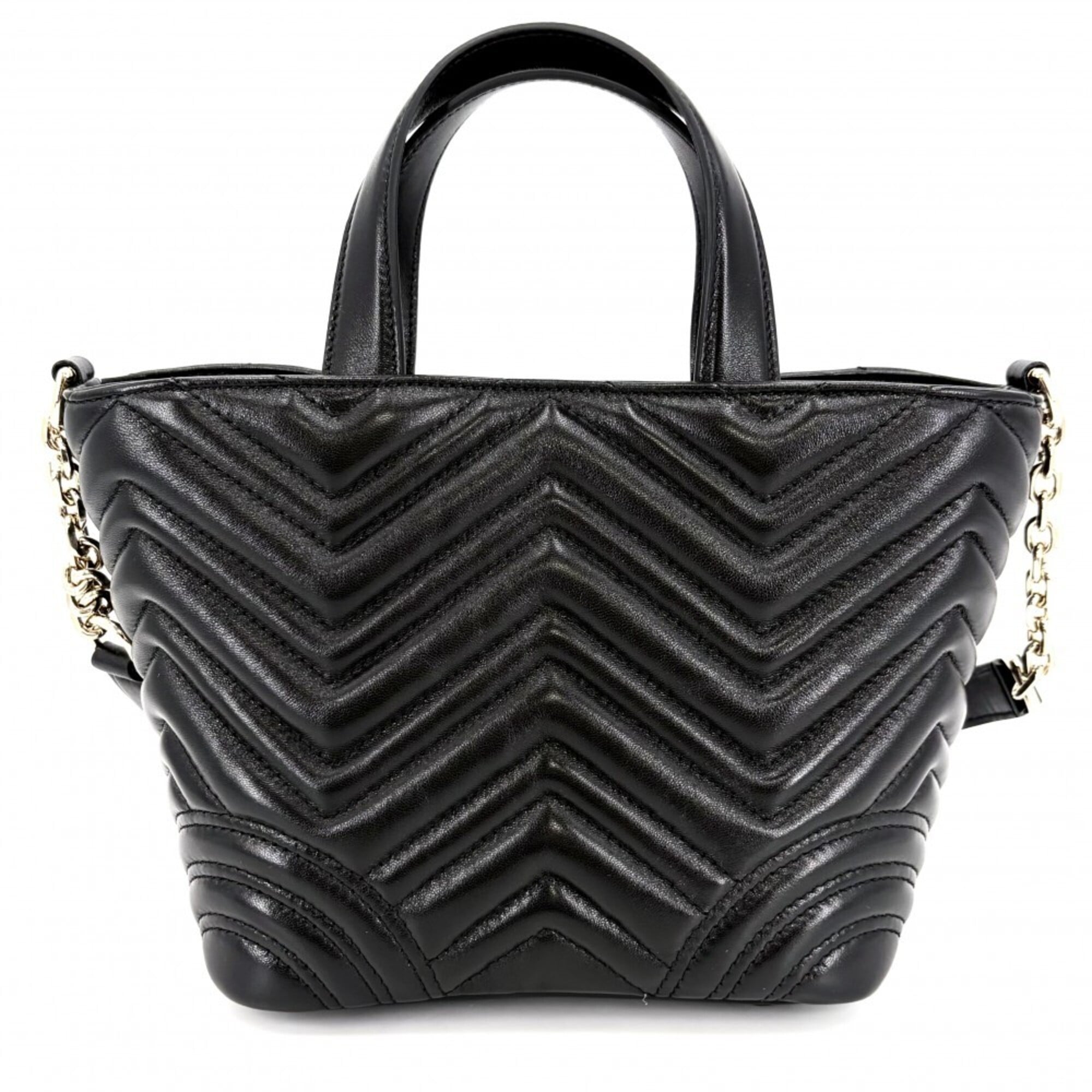 Gucci Women's GG Marmont Quilted Handbag Shoulder Bag Crossbody GUCCI 847386 Leather Black Gold Hardware — Like New