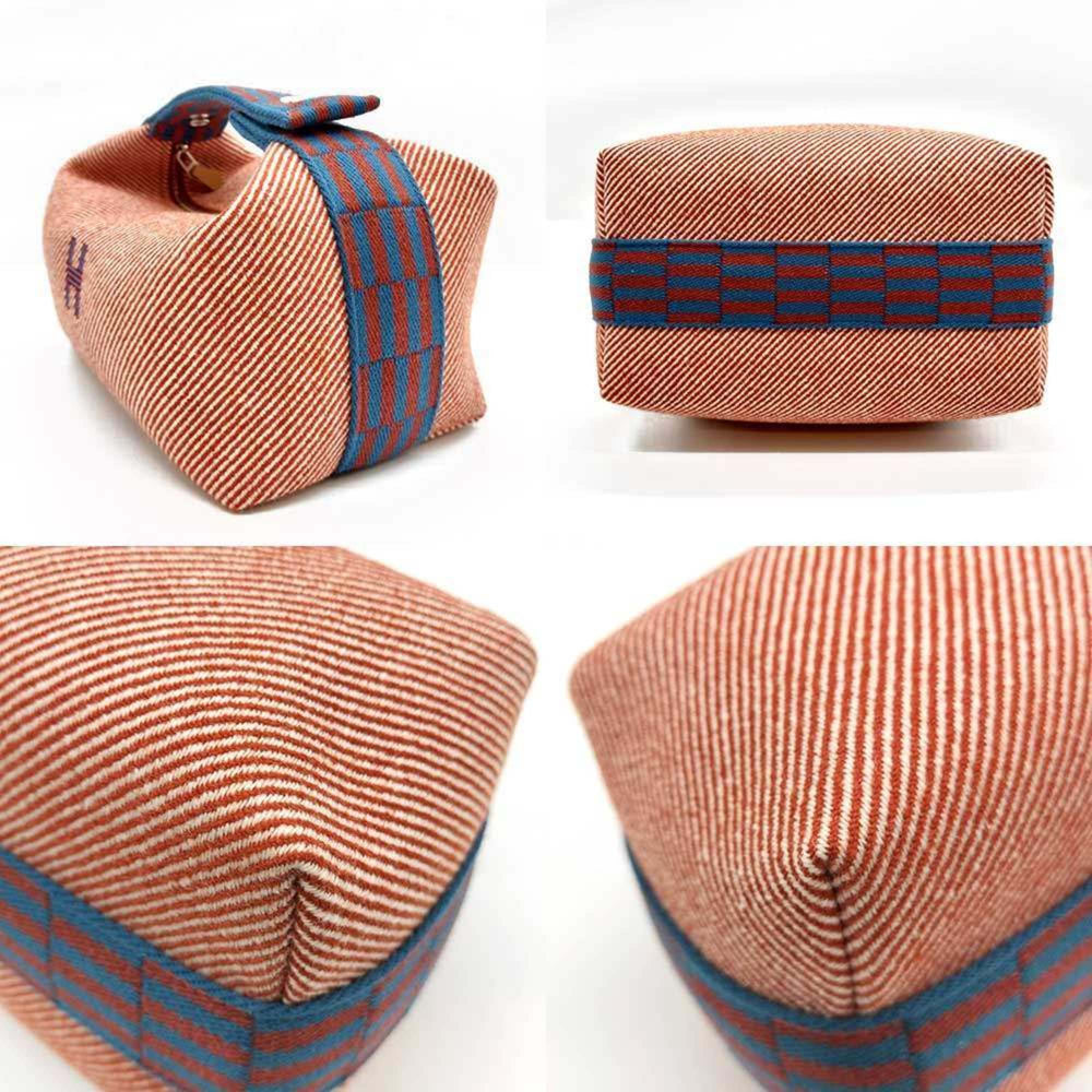 Hermès Brid A Black PM Handbag Pouch Sub Bag Orange x Red Blue Canvas HERMES — Like New