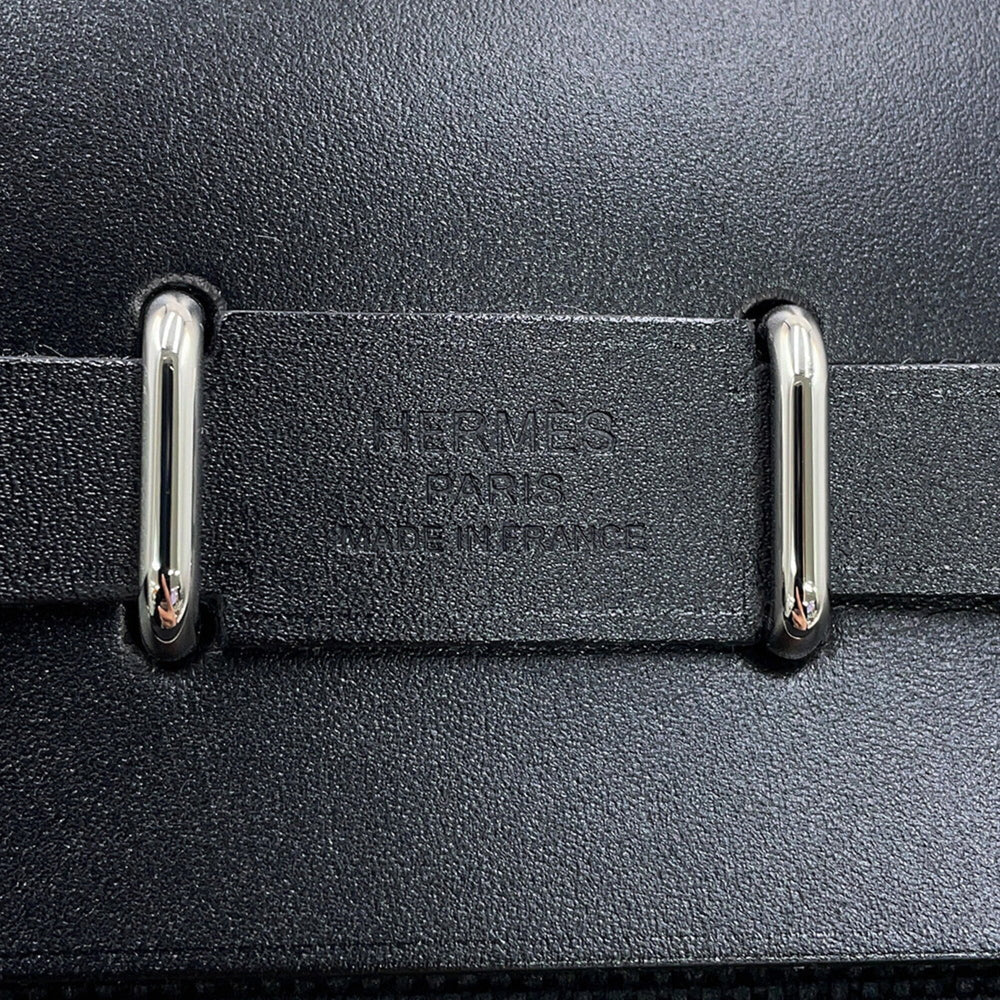 Hermes Shoulder Bag Herbag Zip Mini Black Toile H Vache Hunter G Stamp HERMES Handbag — Like New
