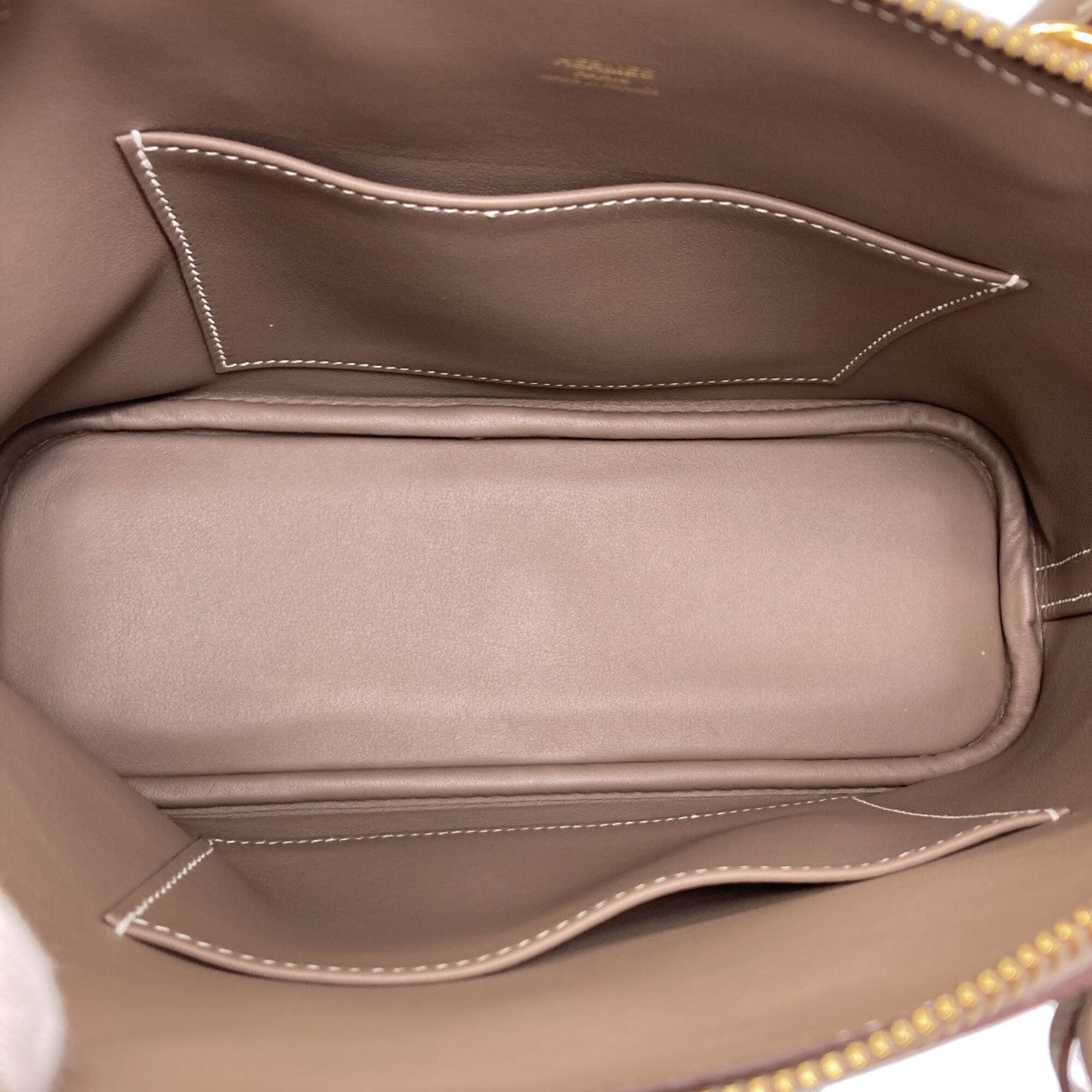 Hermes Bolide 1923 25 Etoupe Gold Hardware Handbag Epsom Leather Women's HERMES — Like New