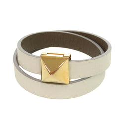 Hermes Medor Double Tour Leather White Bracelet 0030 HERMES — Like New