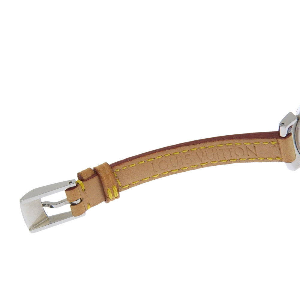 Louis Vuitton Tambour Watch Q1211, Stainless Steel and Leather Quartz Movement, Analog Display, Brown Dial, Women's — Very Good
