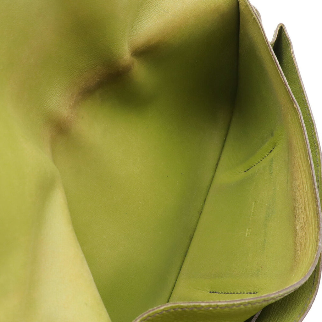 HERMES Dogon Duo GM Bifold Long Wallet in Togo Leather, Anise Green/Yellow-Green, Coin Case Missing, □L Stamped