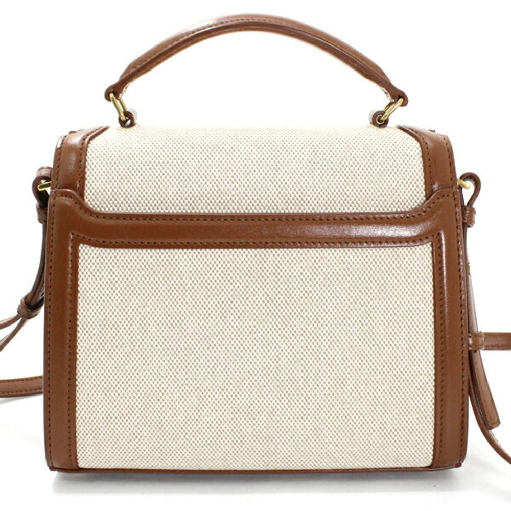 YSL Saint Laurent Cassandra Mini Shoulder Bag, Women's Canvas Brown, KM3046 — Like New