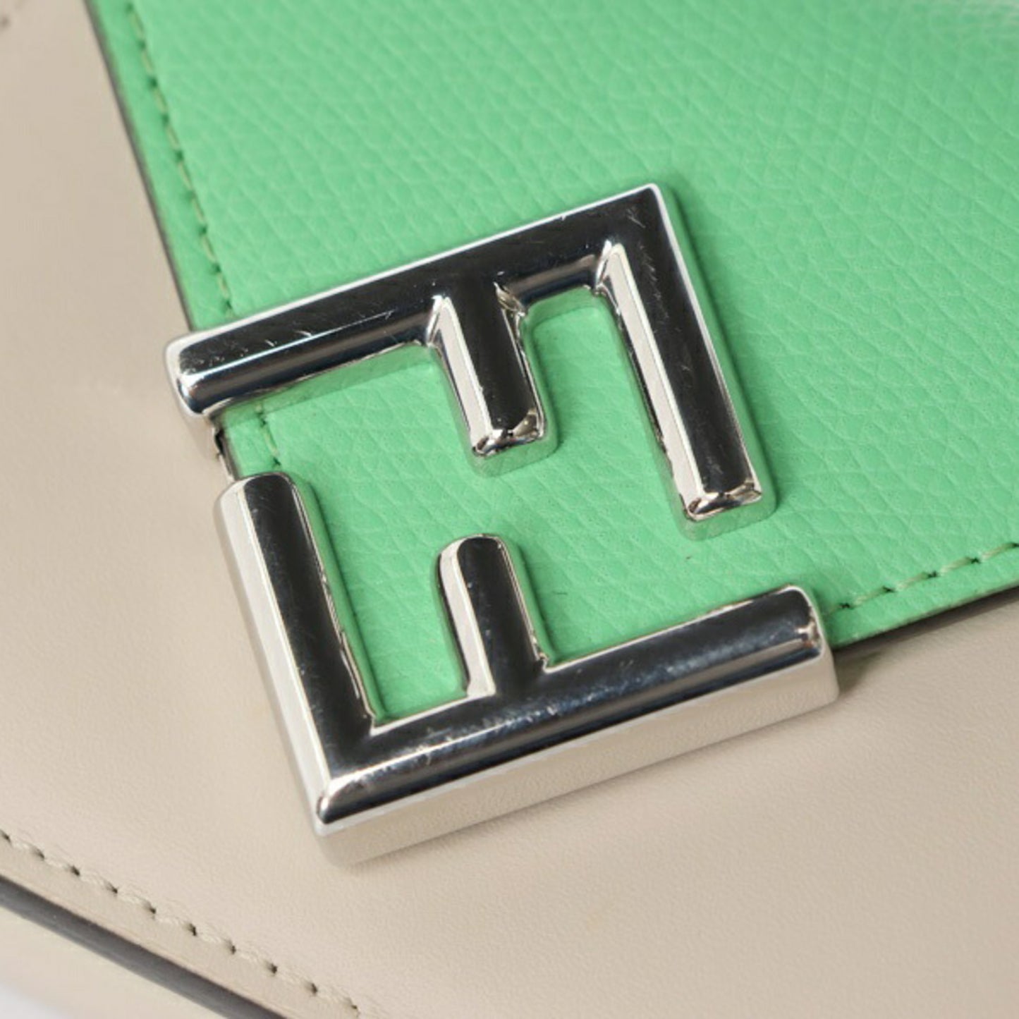 Fendi FF Diamond Wallet Trifold 8M0480 Light Green Beige S-159382
