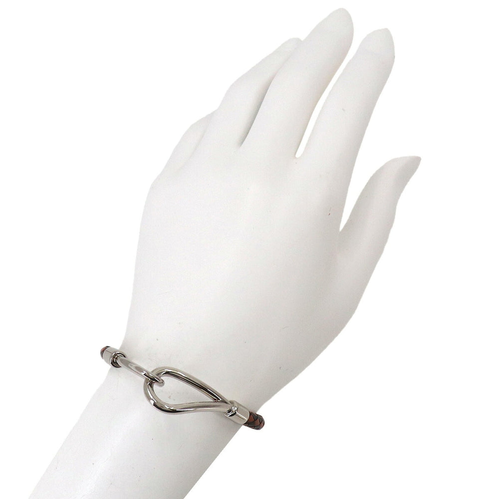Hermes Jumbo H Bracelet, Leather, Brown, Black, Silver Hardware — New - Store Return