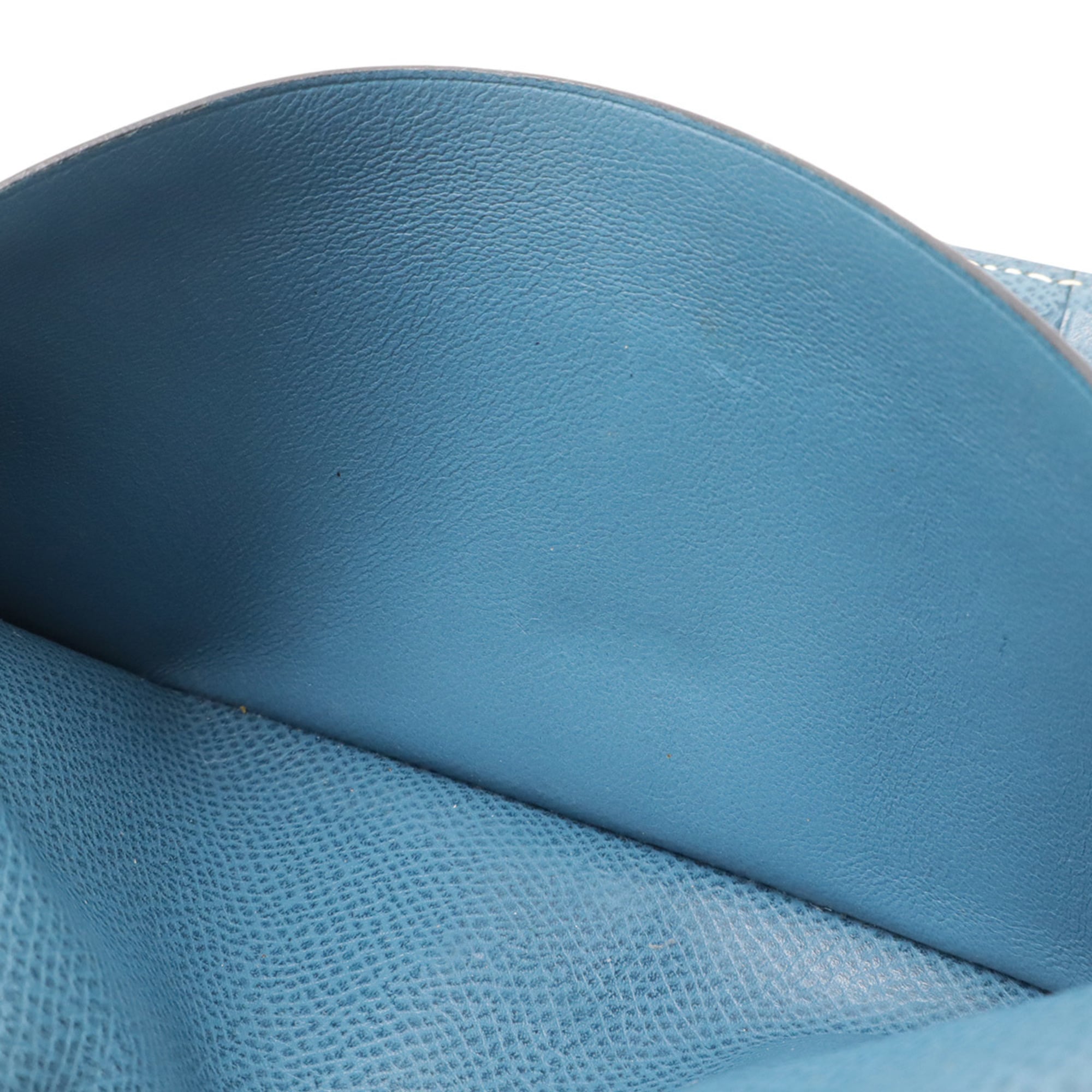 HERMES Bearn 2PLIS Dupre Tri-fold Long Wallet, Epsom Leather, Colvert Blue, G Stamp