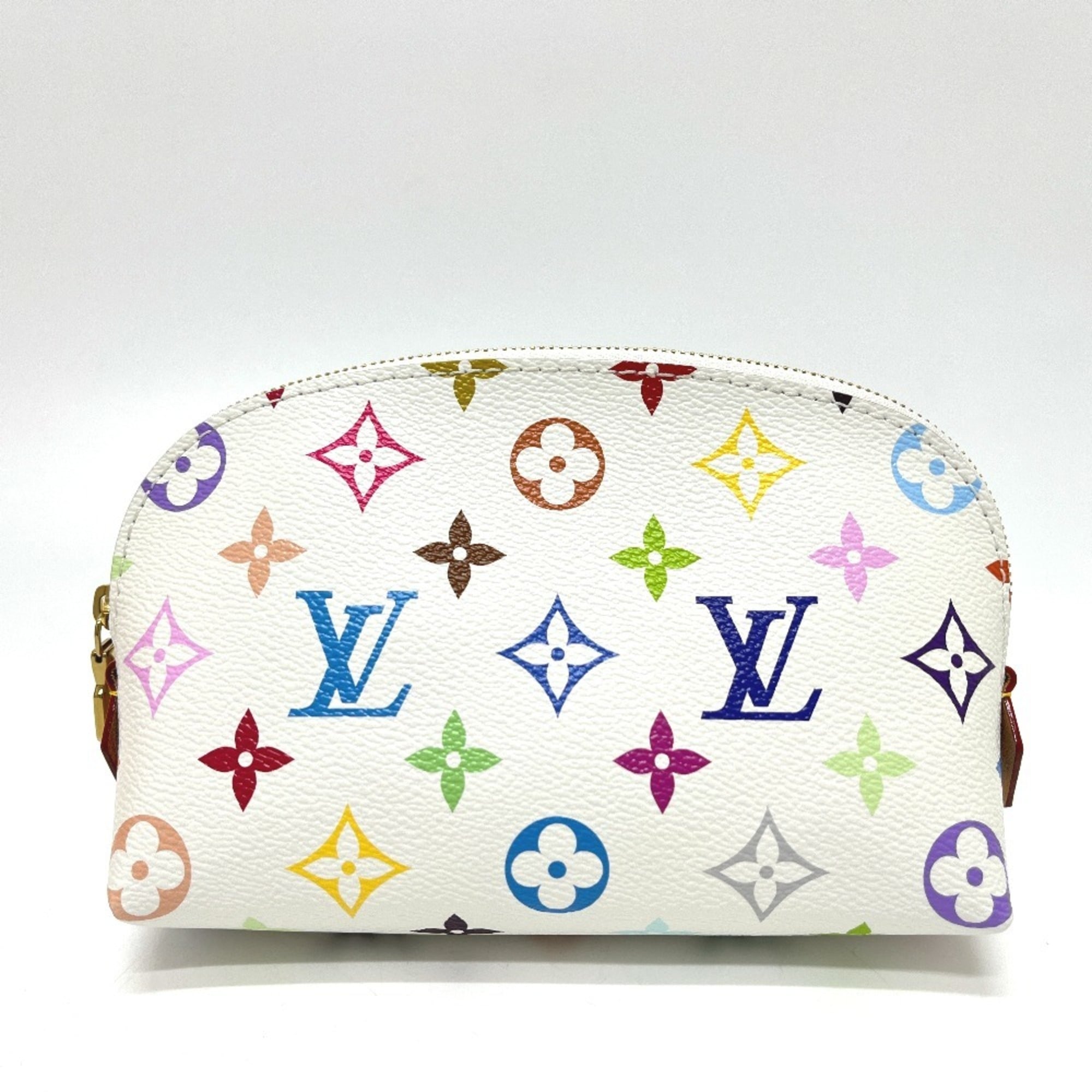 LOUIS VUITTON M13744 LV × TM Takashi Murakami Collaboration Pochette Cosmetic PM Handbag Pouch Accessory Case Makeup Monogram Multicolor Canvas Women's Blanc — New