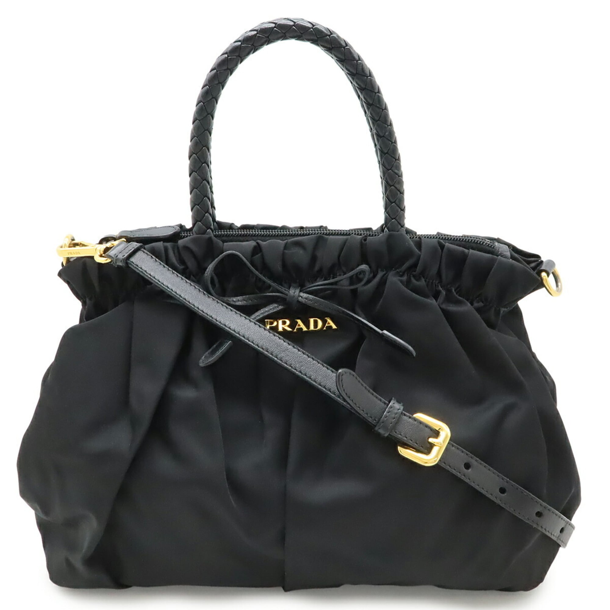 PRADA Prada Ribbon Handbag/Shoulder Bag in Black Nylon (BN1778) Purchased at a Japanese Boutique