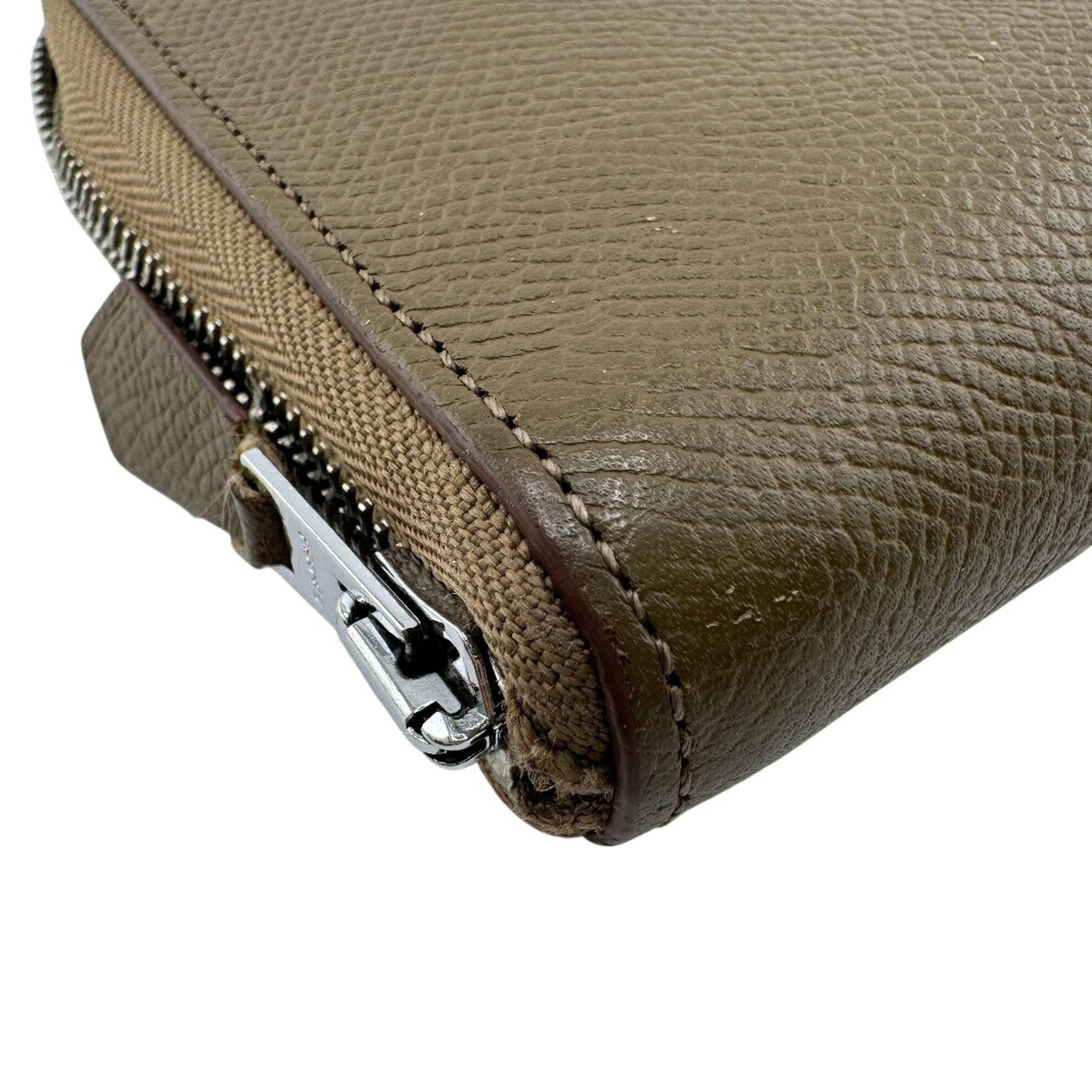 HERMES Round Zip Evelyne Long Wallet Brown Women's