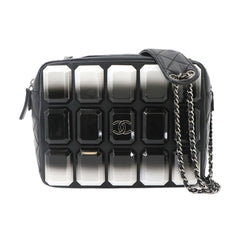 Chanel Matelassé Camera Handbag, Chain Shoulder Lambskin and Plastic, Black — Like New