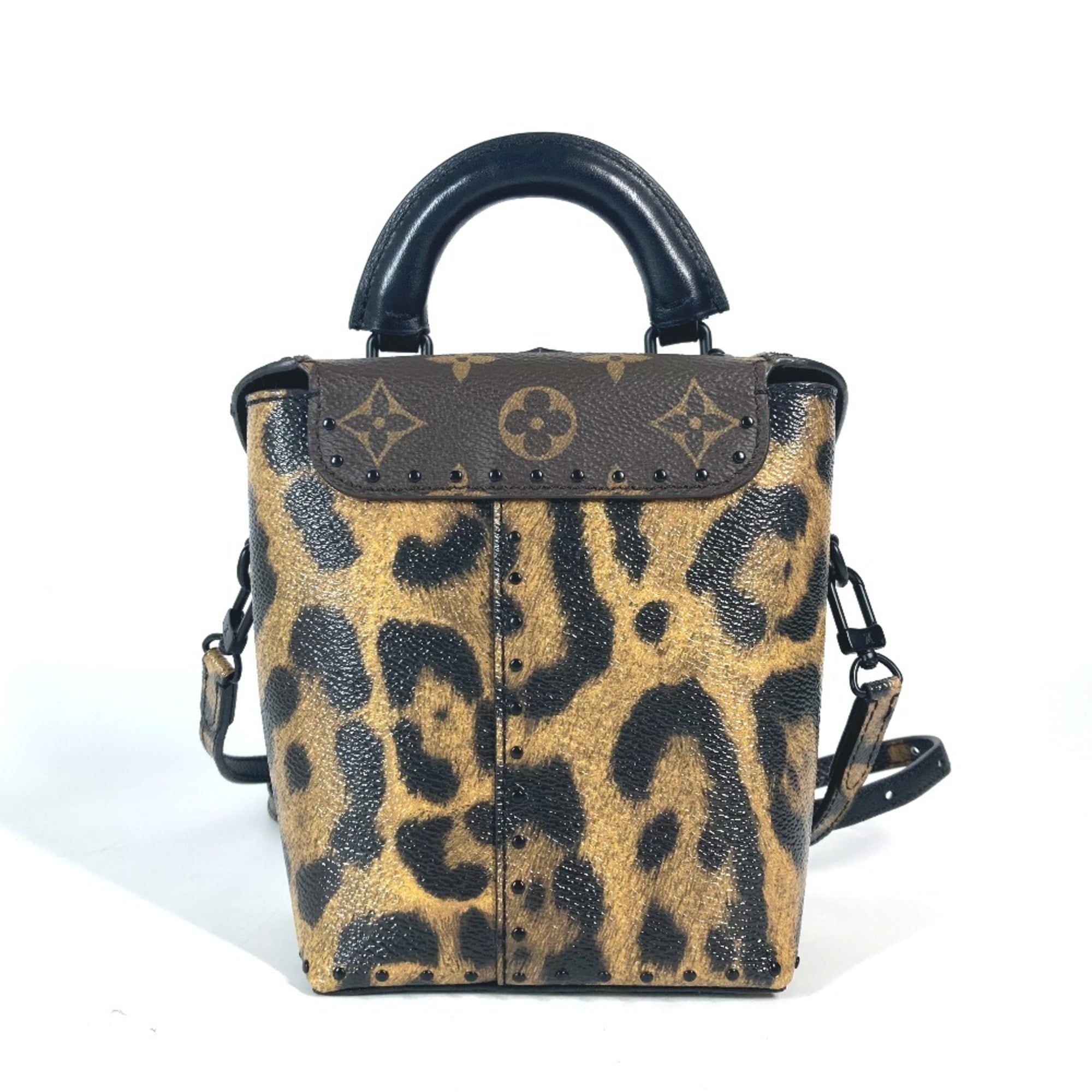 LOUIS VUITTON M43001 Monogram Reverse Leopard Camera Box Bag Shoulder Vanity Canvas Women's Brown G-241010-29 — Like New