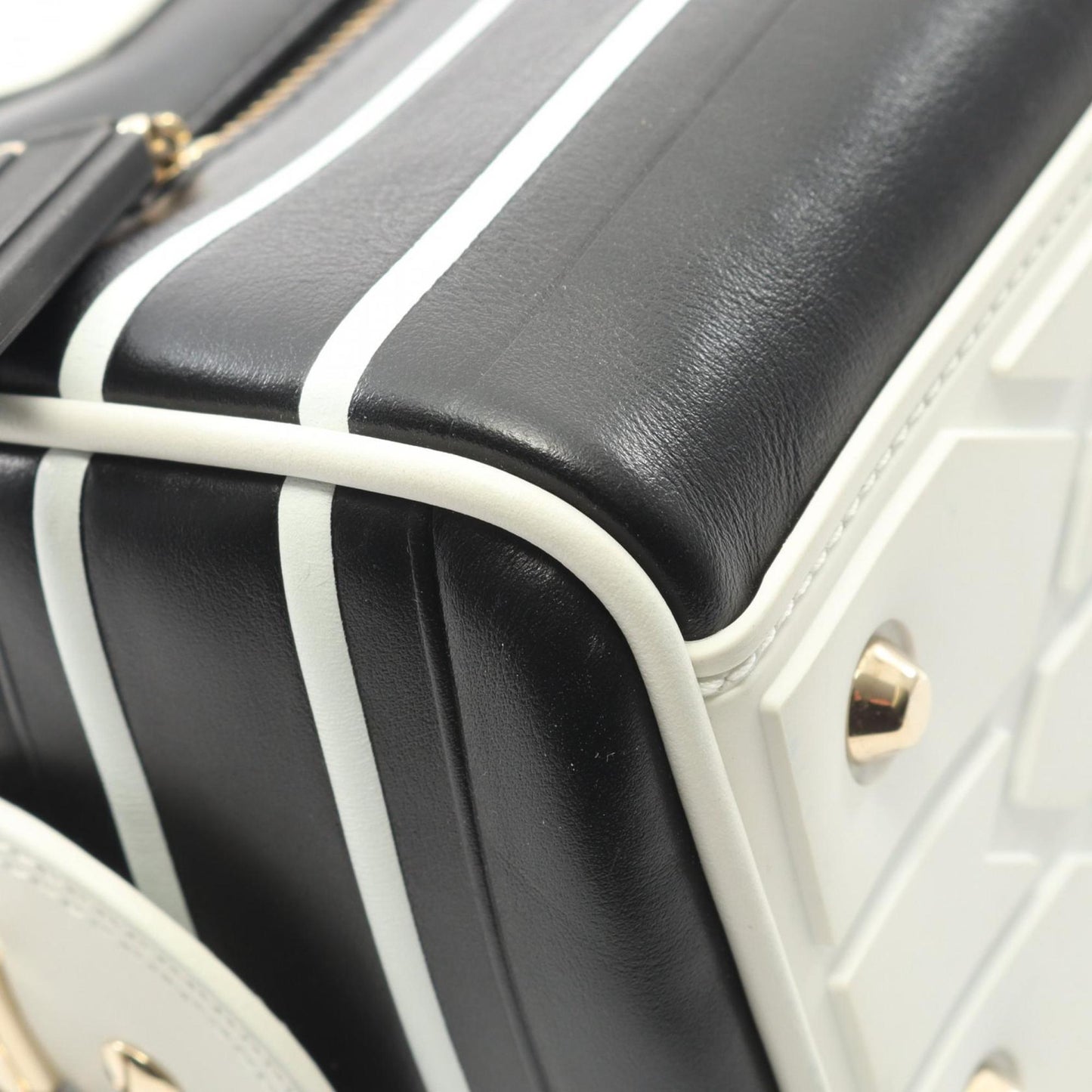 Christian Dior Dior VIBE Small Bowling Bag, Leather, Women's, Black and White, M6209OOBR