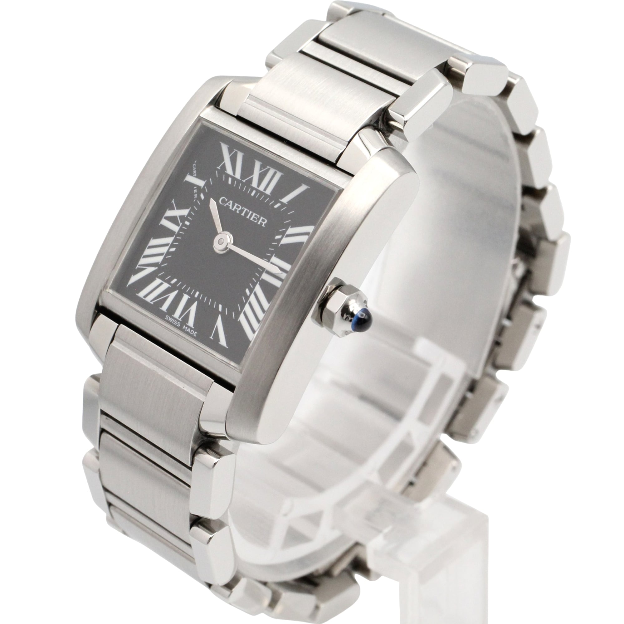 Cartier Tank Française SM Watch, Stainless Steel, Women's, Black, W51026Q3 — Very Good