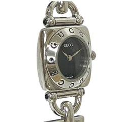 Gucci GUCCI watch, total weight 22g, stainless steel, genuine leather strap, quartz movement, black dial, 6300L — Good