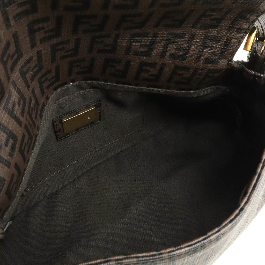 FENDI Zucchino Zucca pattern Mamma Bucket handbag PVC dark brown black 8BR180