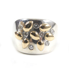 HERMES Vintage Gaucho Ring, 925 750 Sterling Silver with 7 Diamonds, Size 52, Weight 13.6g, Men's — Like New