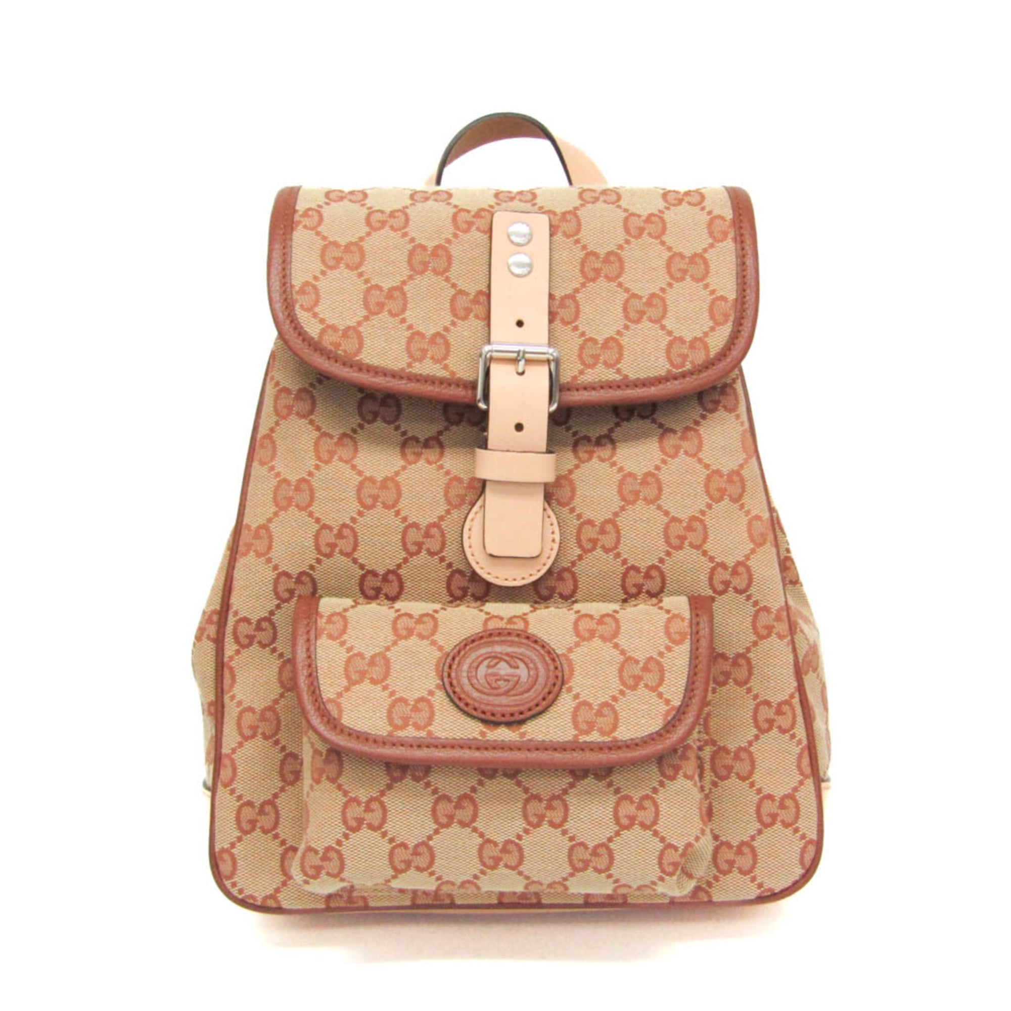 Gucci GG Canvas Children's 630818 Boys,Girls GG Canvas,Leather Backpack Beige,Brown — Like New