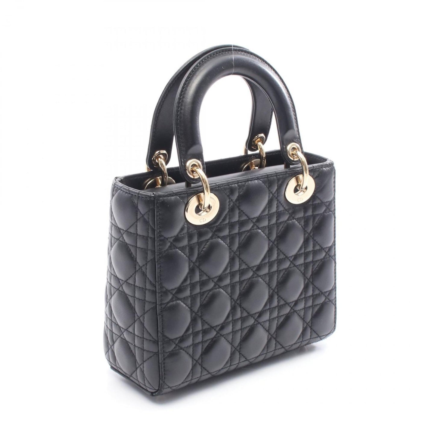 Christian Dior Dior Lady Small Cannage Handbag, Leather, Women's, Black