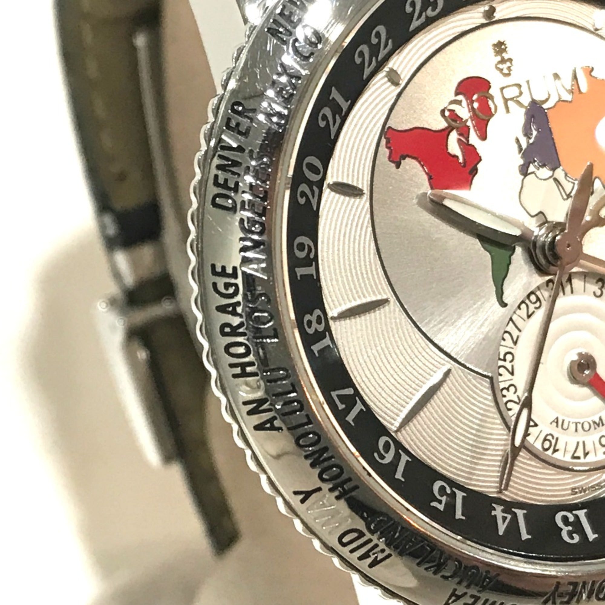 Corum 983.201.20 Back scale Automatic Wristwatch Silver Black belt — Very Good