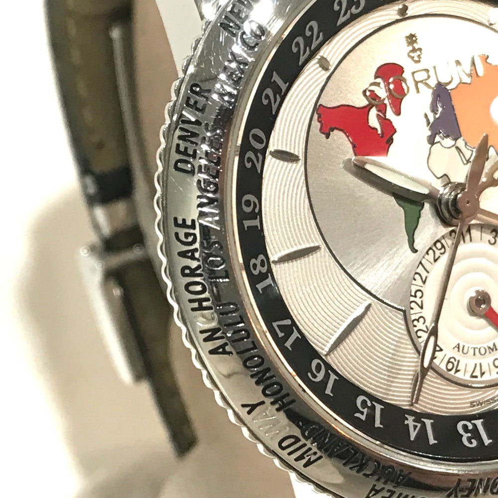 Corum 983.201.20 Back scale Automatic Wristwatch Silver Black belt — Very Good