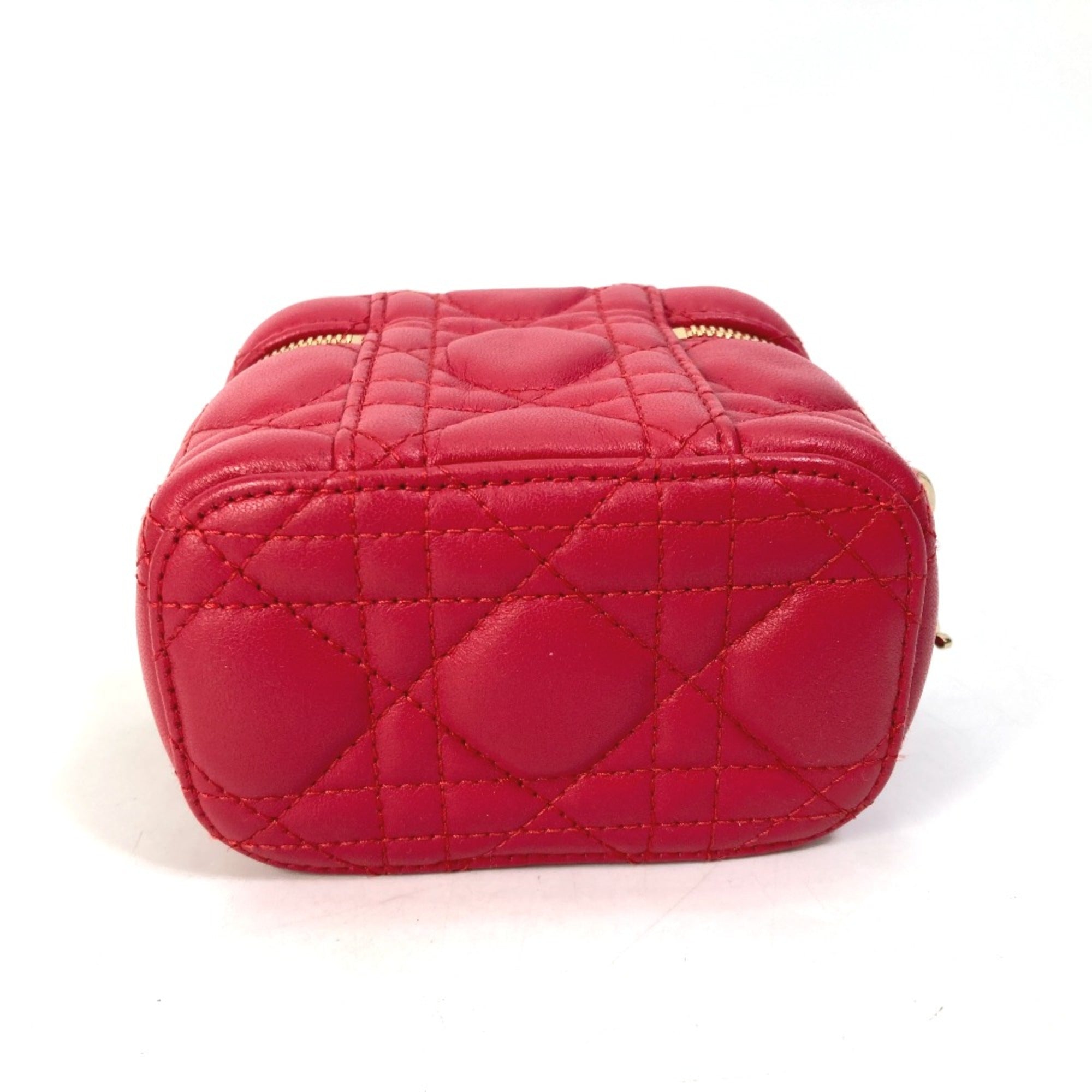 CHRISTIAN DIOR S0918ONMJ LADY CHRISTIAN DIOR LADY DIOR 2WAY Shoulder Bag Hand Bag Vanity bag RedBased — Like New