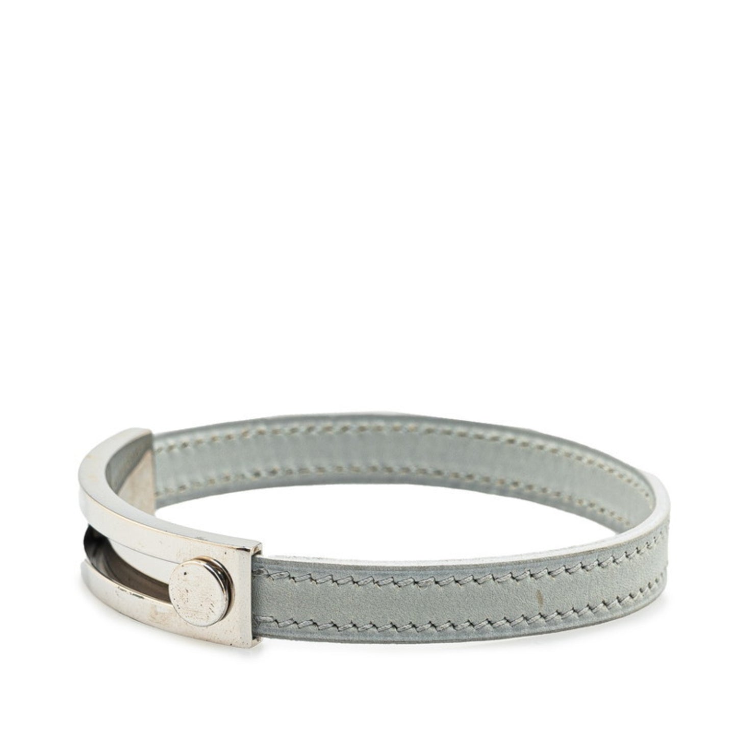 Hermes Puspus Bracelet in Gray and Silver Metal Leather for Women