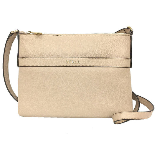 FURLA Pochette Shoulder Pouch Bag Leather Beige Women's
