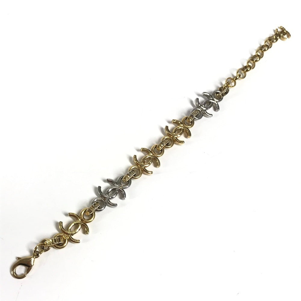 CHANEL B26P CC Coco Mark Chain Bracelet, Bicolor Accessory, Metal Women's, Gold — Like New