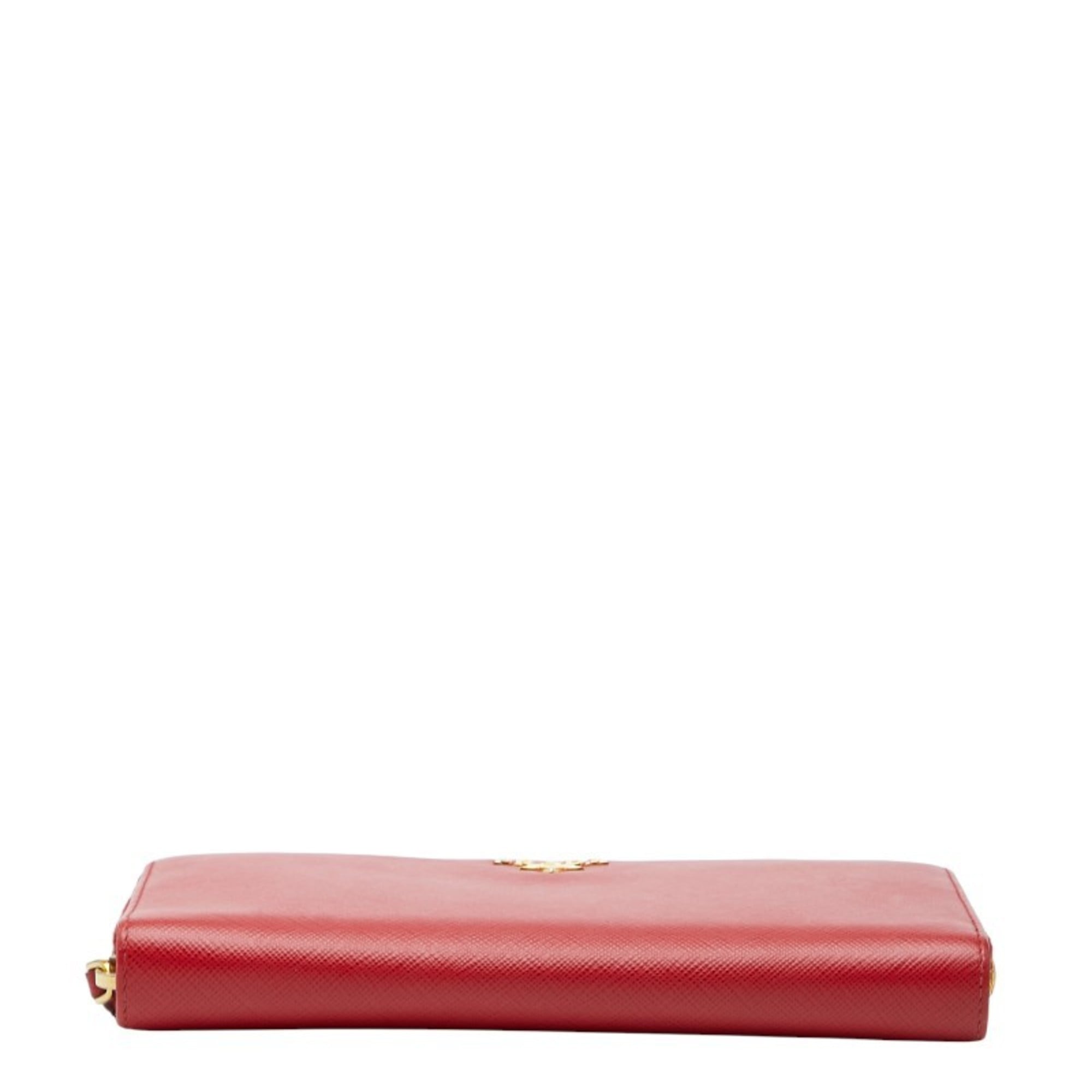 Prada Women's Red Saffiano Leather Zip-Around Wallet