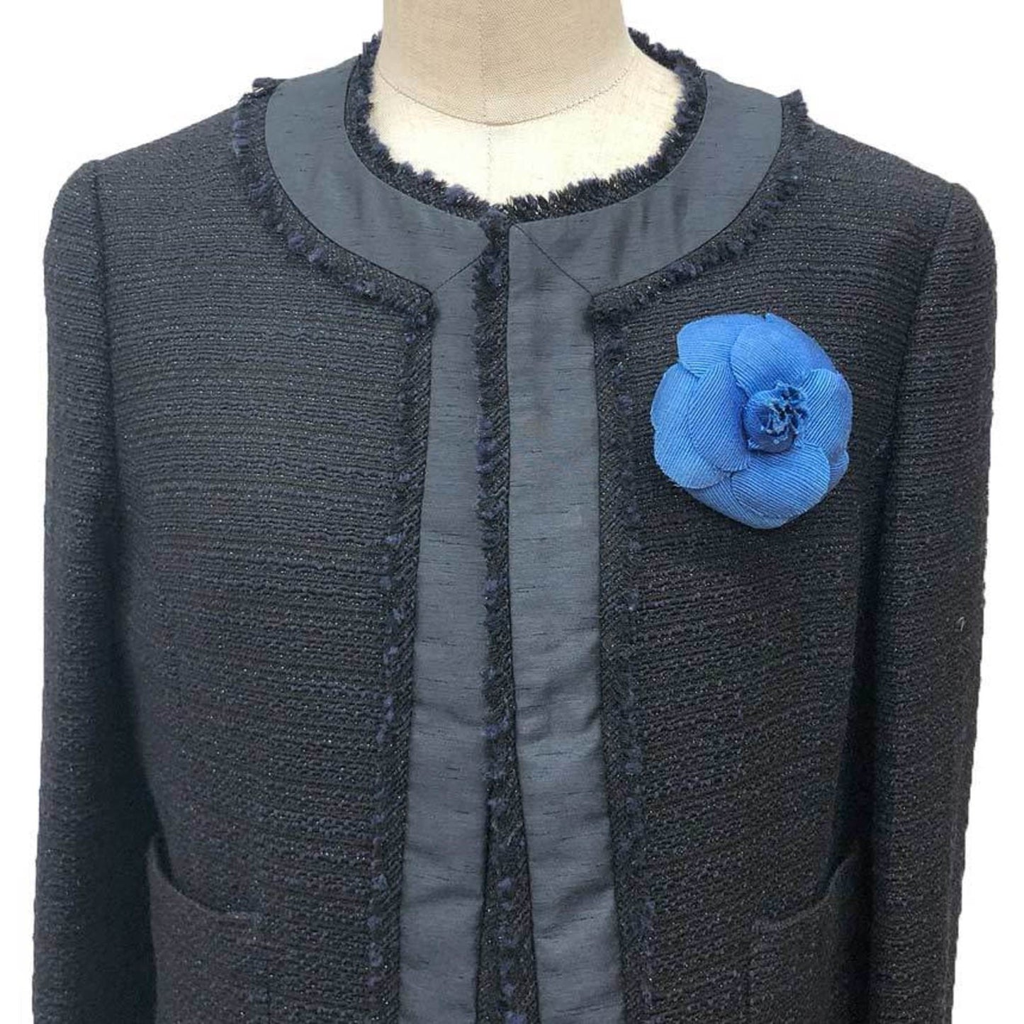 CHANEL Camellia Corsage Brooch Blue Chanel Women's