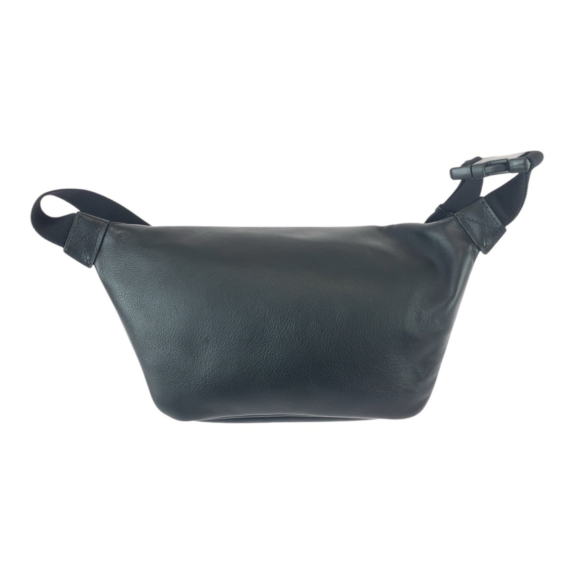 BALENCIAGA Everyday (552375) in black, white, silver hardware, and leather. This men's body bag/waist pouch/bum bag is perfect for men.