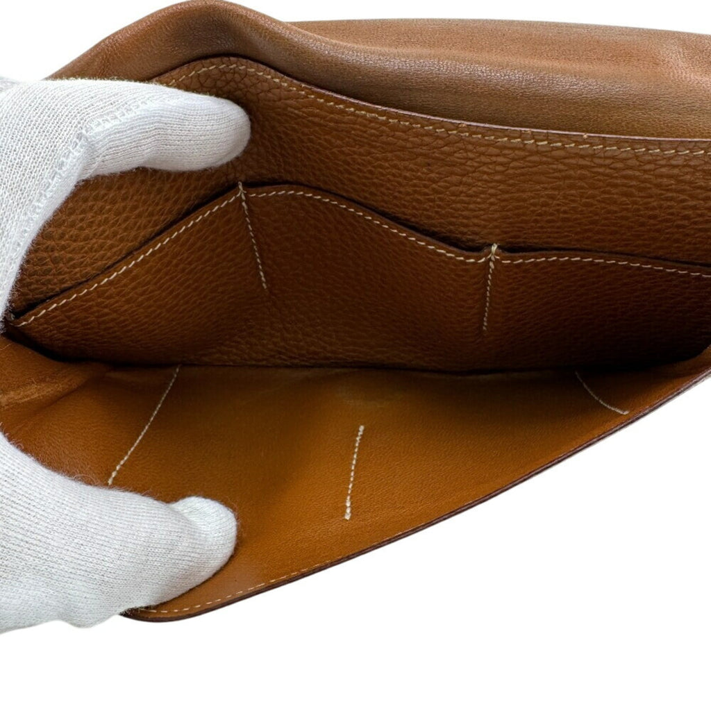 HERMES Dogon GM long wallet, brown, women's