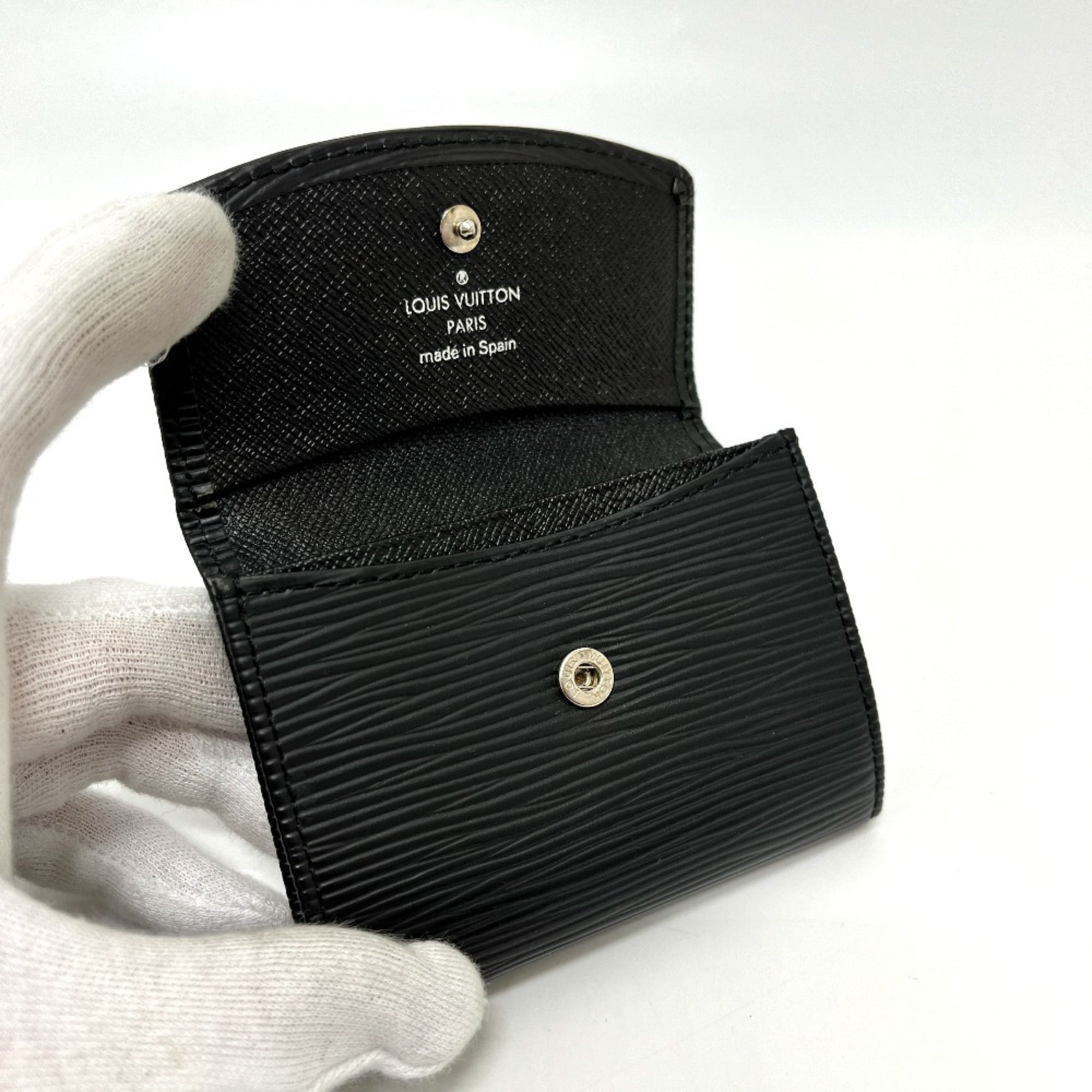 LOUIS VUITTON M63412 Porte Monnaie Surple Wallet with Coin Purse, Epi Leather, Women's, Noir