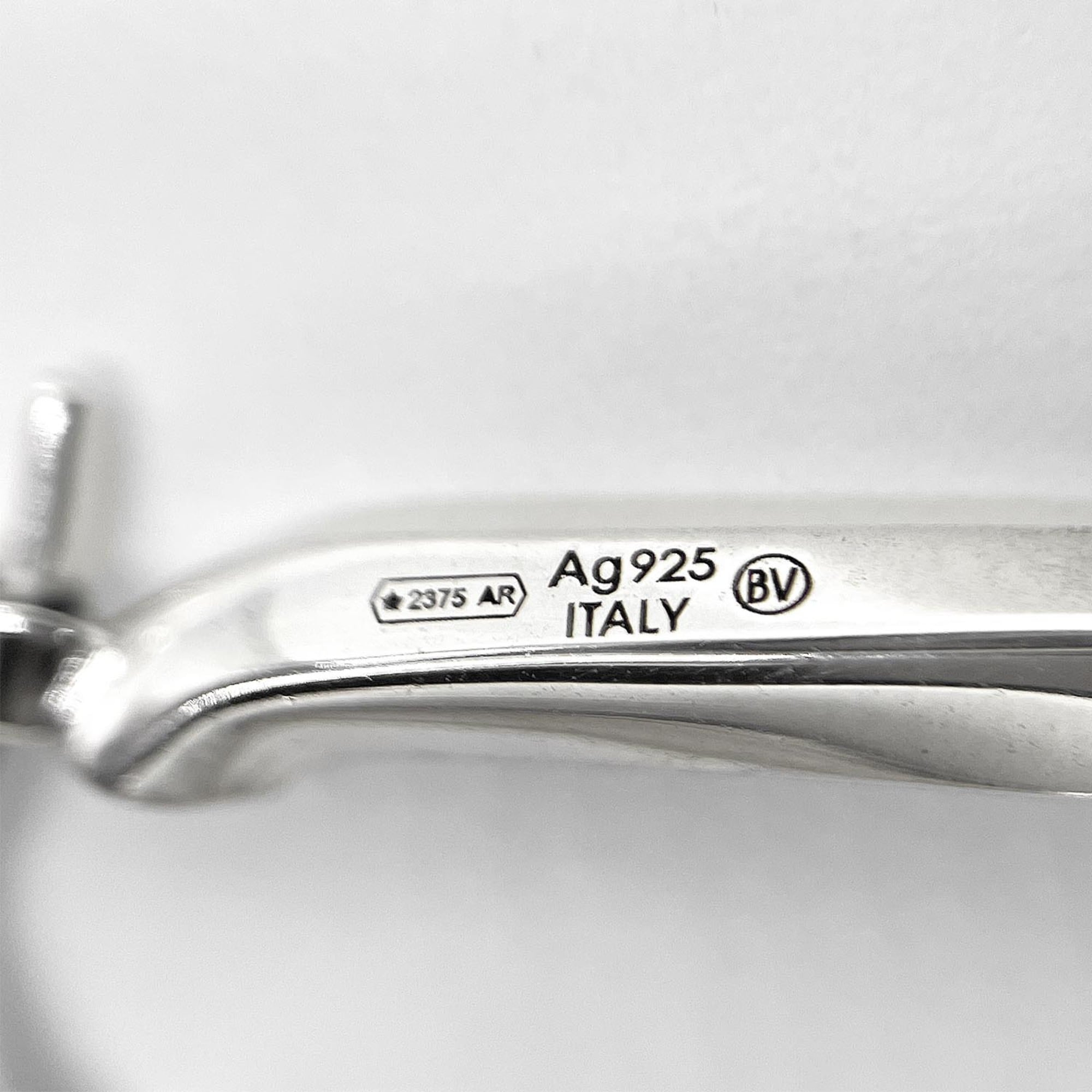BOTTEGA VENETA Essential Twist Triangle Hoop Earrings, SV925 Silver, Men's & Women's — Like New