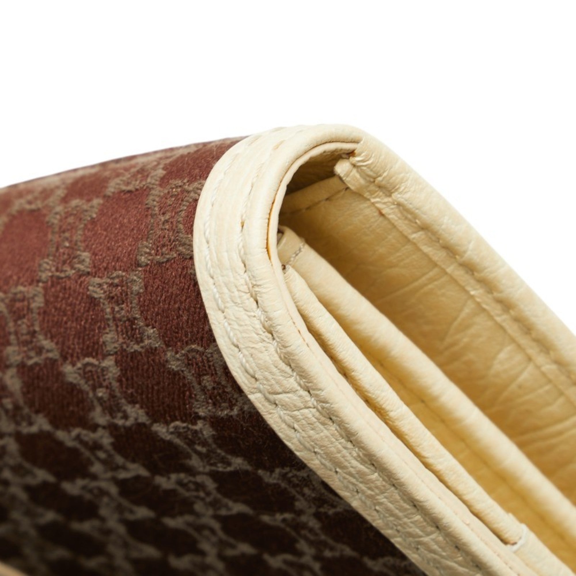 Celine Macadam Long Wallet Brown Ivory Canvas Leather Women's CELINE