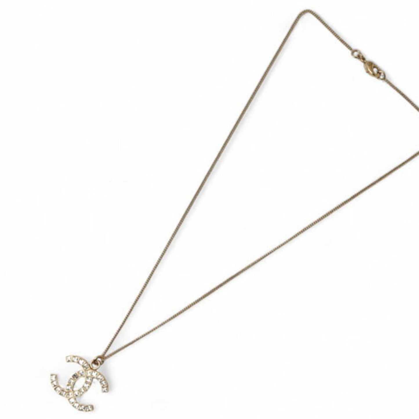 Chanel Necklace Pendant CHANEL Coco Mark CC Rhinestone Gold B12