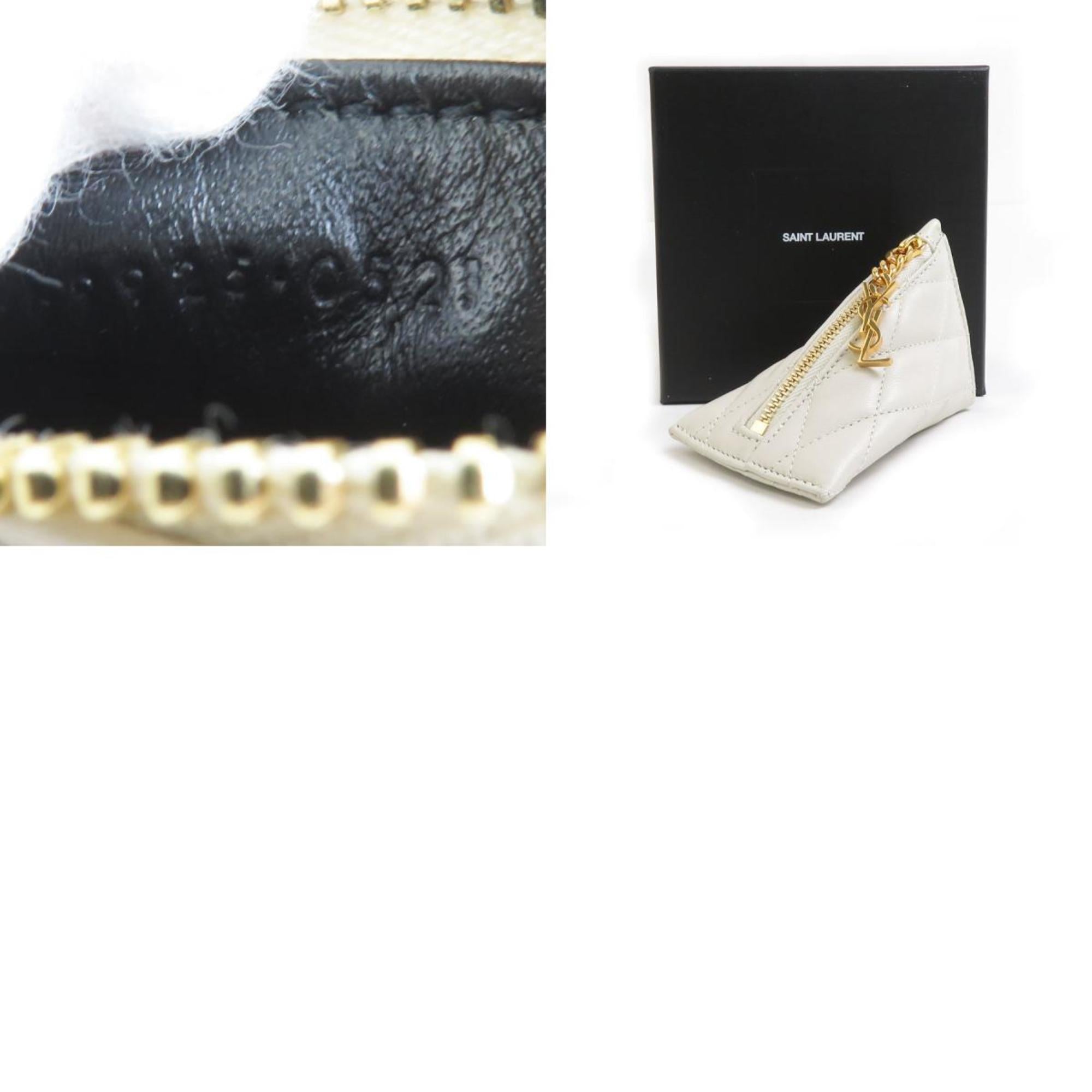 Saint Laurent SAINT LAURENT Wallet/Coin Case Leather Ivory Women's 56106g