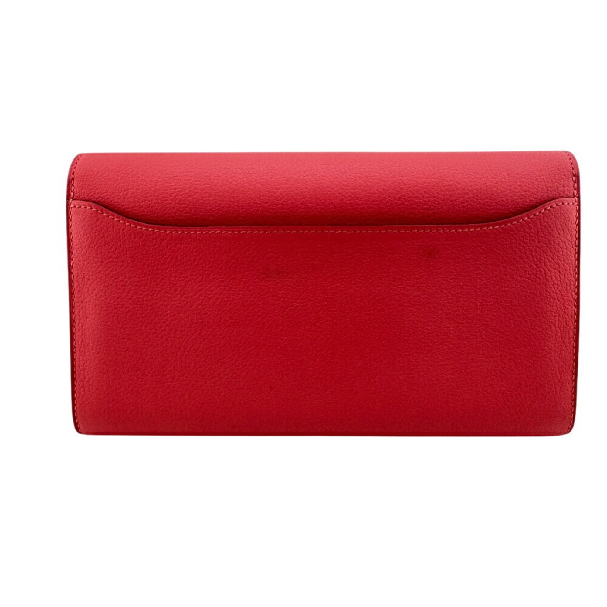 HERMES Constance Long Evercolor Wallet, Pink, Women's