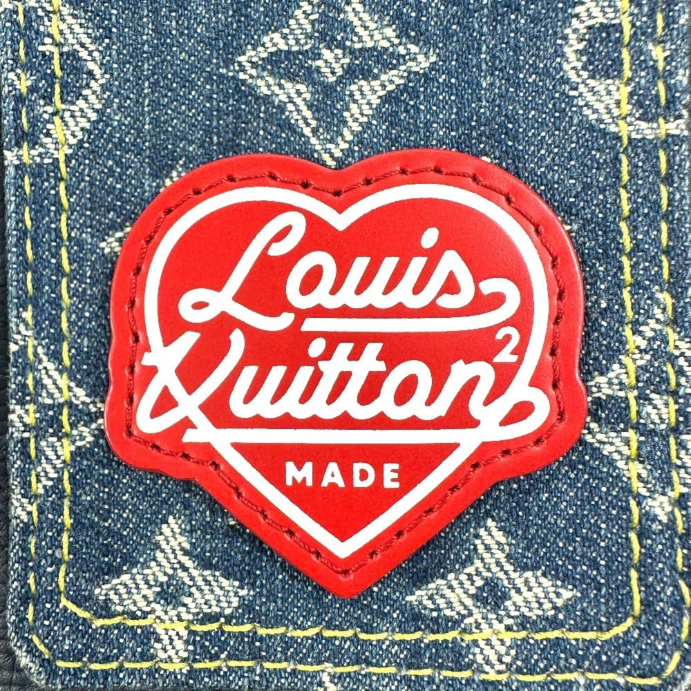 LOUIS VUITTON M81060 Monogram Denim NIGO Collaboration Double Phone Pouch Bag Pochette Crossbody Shoulder Leather Men's Women's Blue — Like New