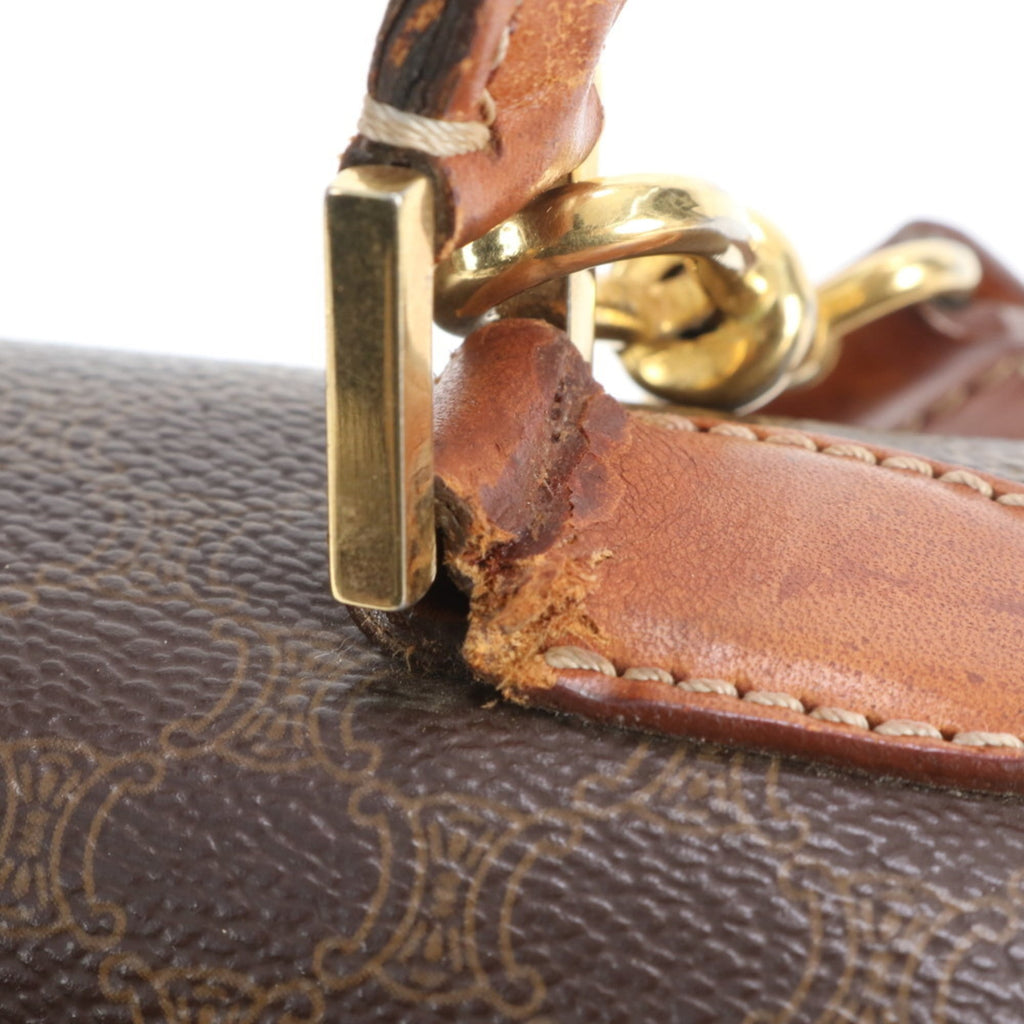 Celine Macadam Leather 2-Way Shoulder Bag/Handbag Brown Women's