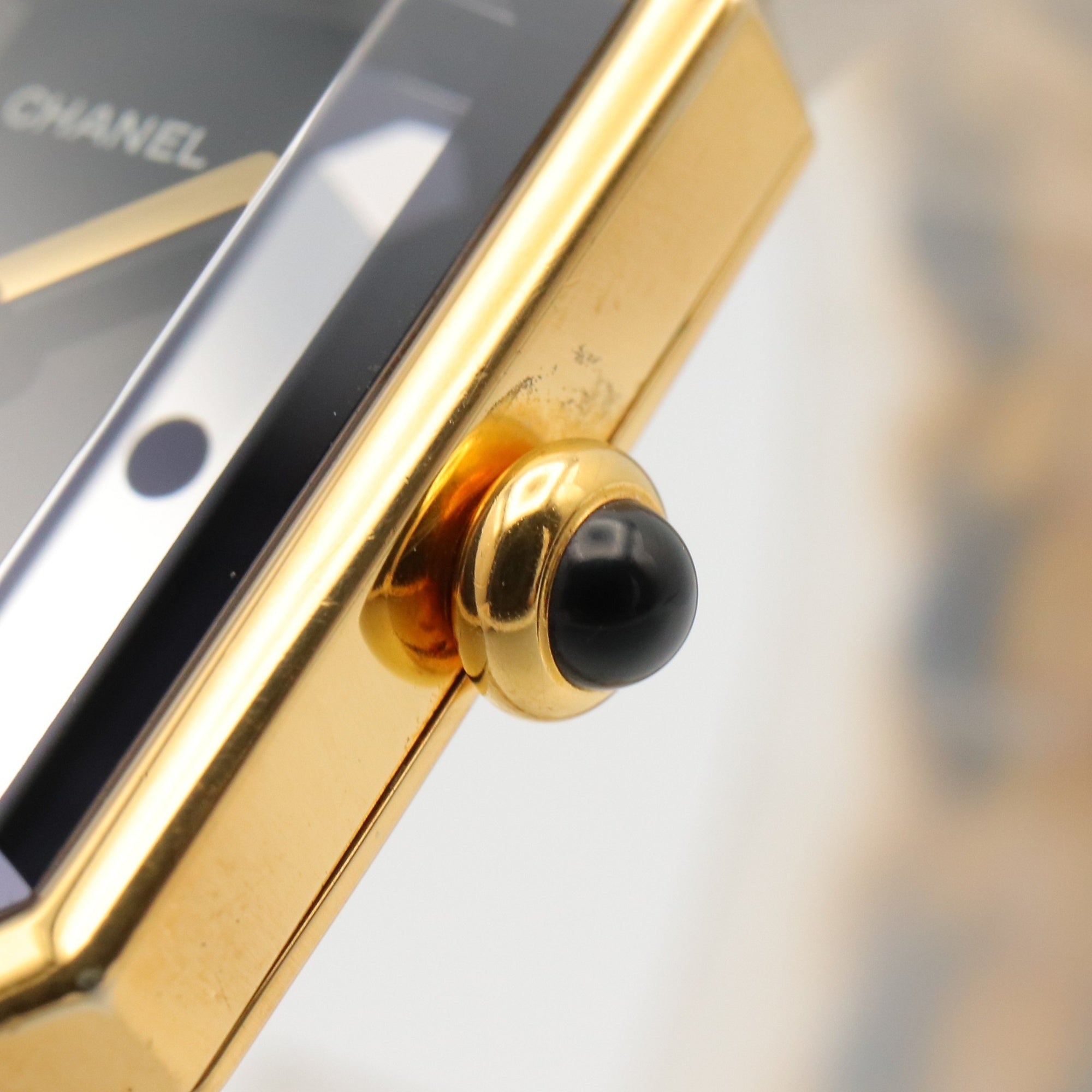 Chanel CHANEL Première M Watch, Gold Plated Leather, Women's, Black, H0001 — Very Good