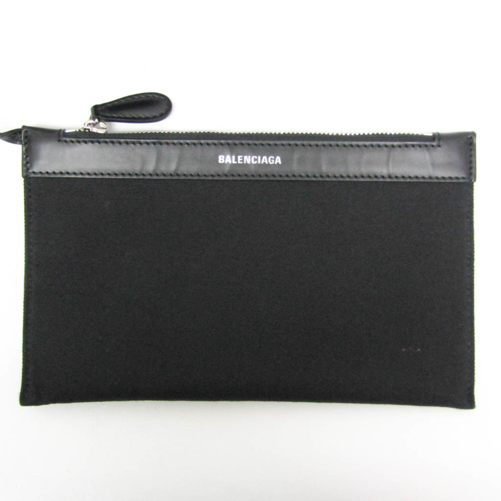 Balenciaga Navy Cabas S 339933 Men,Women Canvas,Leather Handbag,Tote Bag Black — Like New