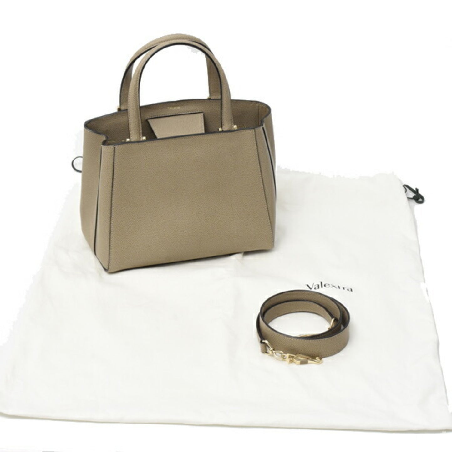 Valextra Women's Small Triennale Handbag/Shoulder Bag in Greige Calfskin Leather